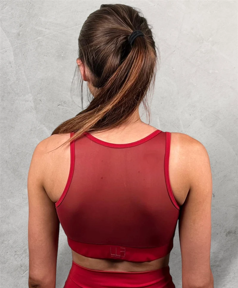 LUXEIT DIAMOND™ Romantic Red Mesh Sports Bra, High Support