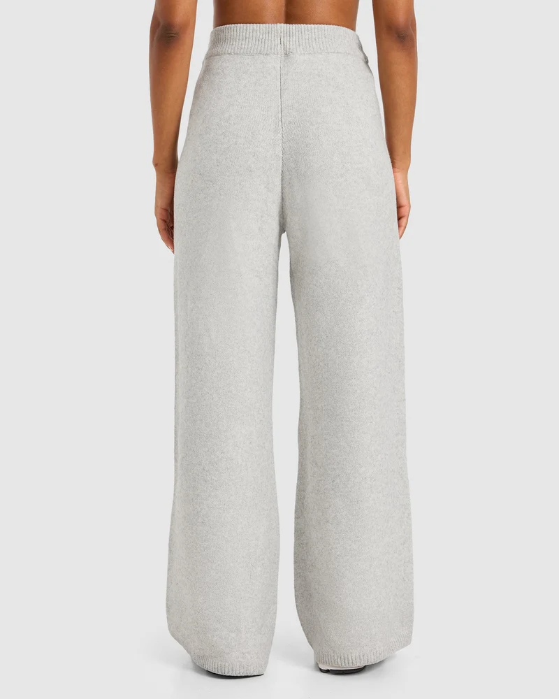 Varsity Oversized Knitted Joggers - Gris Marl/Burgundy