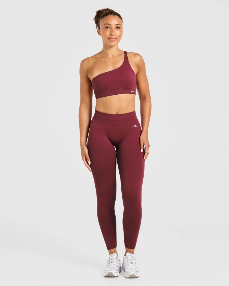 Enhance Seamless One Shoulder Sports Bra - Mahogany Red
