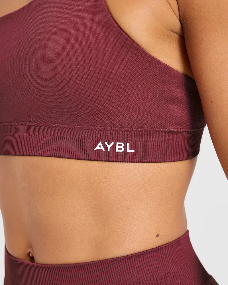 Enhance Seamless One Shoulder Sports Bra - Mahogany Red