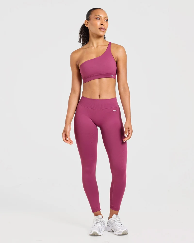 Enhance Seamless One Shoulder Sports Bra - Dusky Rose