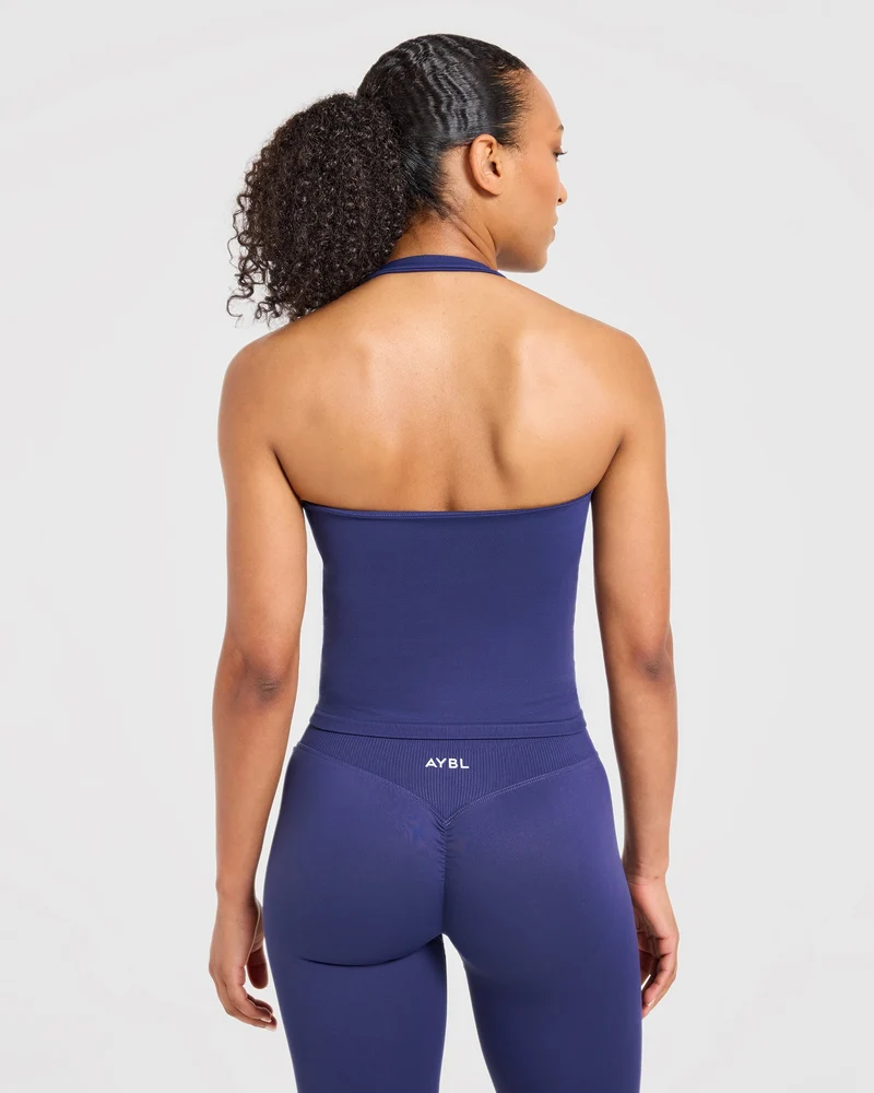 Enhance Seamless Halterneck Top - Storm Blue