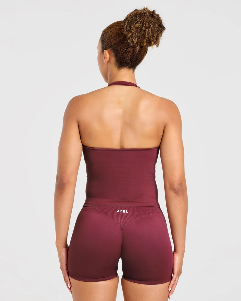 Enhance Seamless Halterneck Top - Mahogany Red