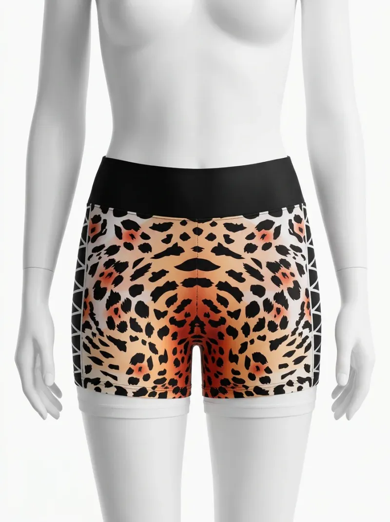 Legging leopard polyester court fitness effet corset femme