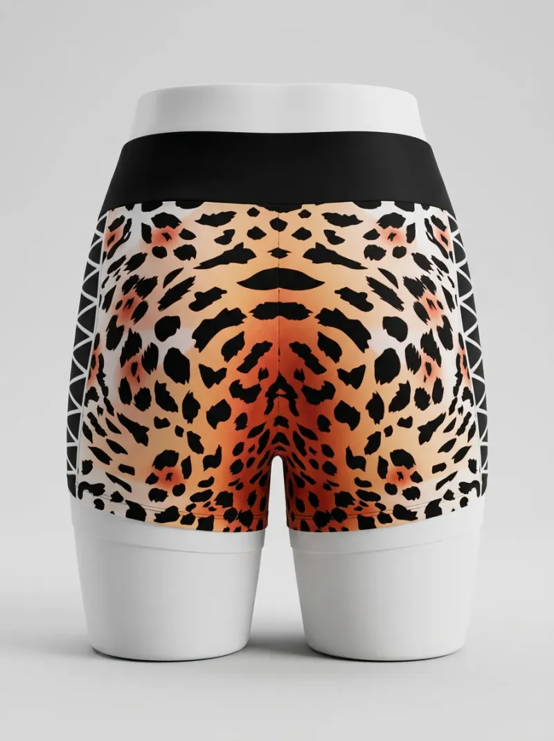 Legging leopard polyester court fitness effet corset femme