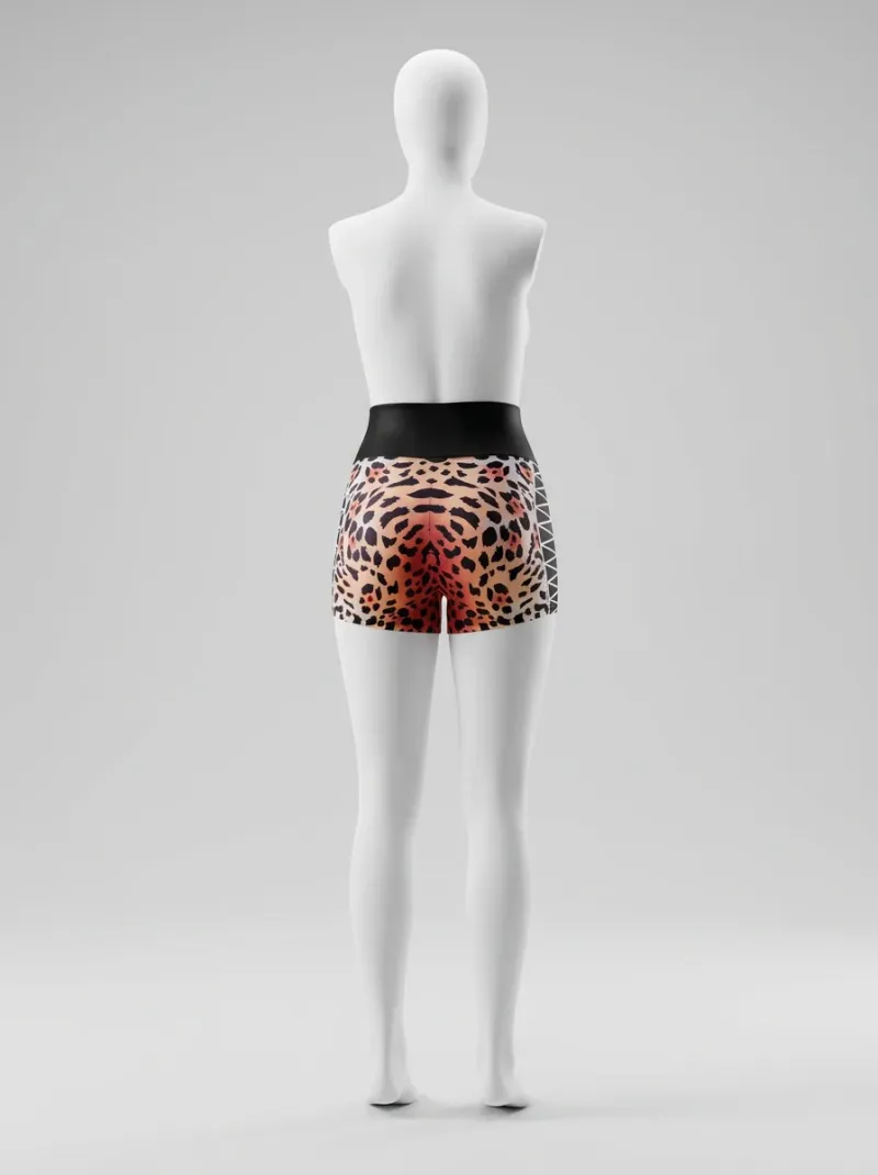 Legging leopard polyester court fitness effet corset femme