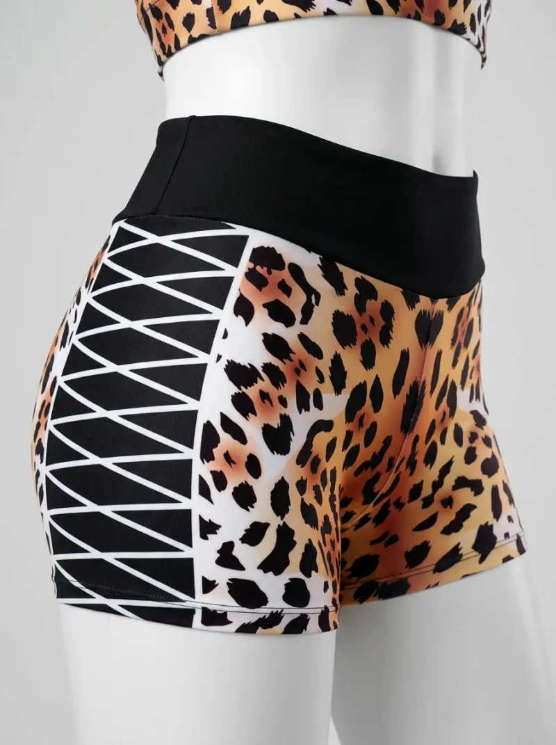 Legging leopard polyester court fitness effet corset femme