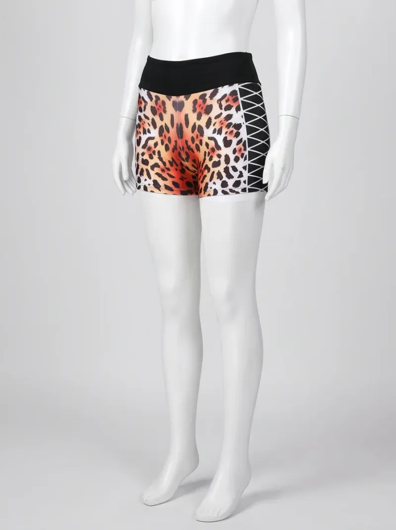 Legging leopard polyester court fitness effet corset femme