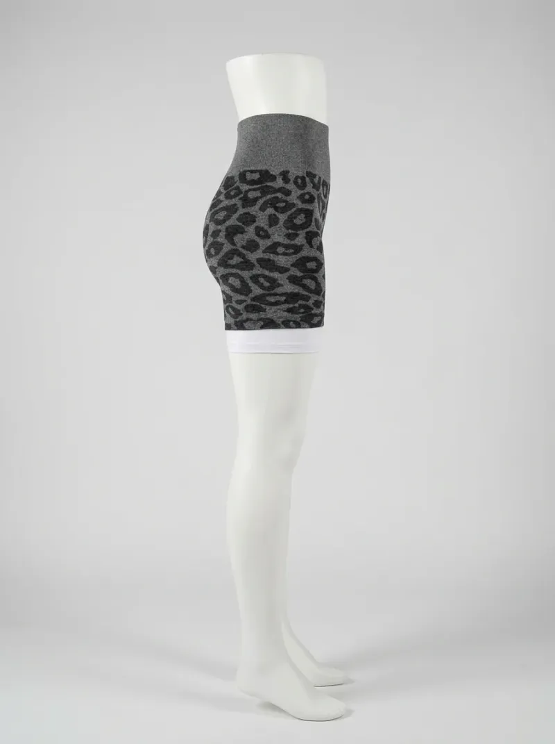 Legging leopard nylon élasthanne court pilates taille haute maintien