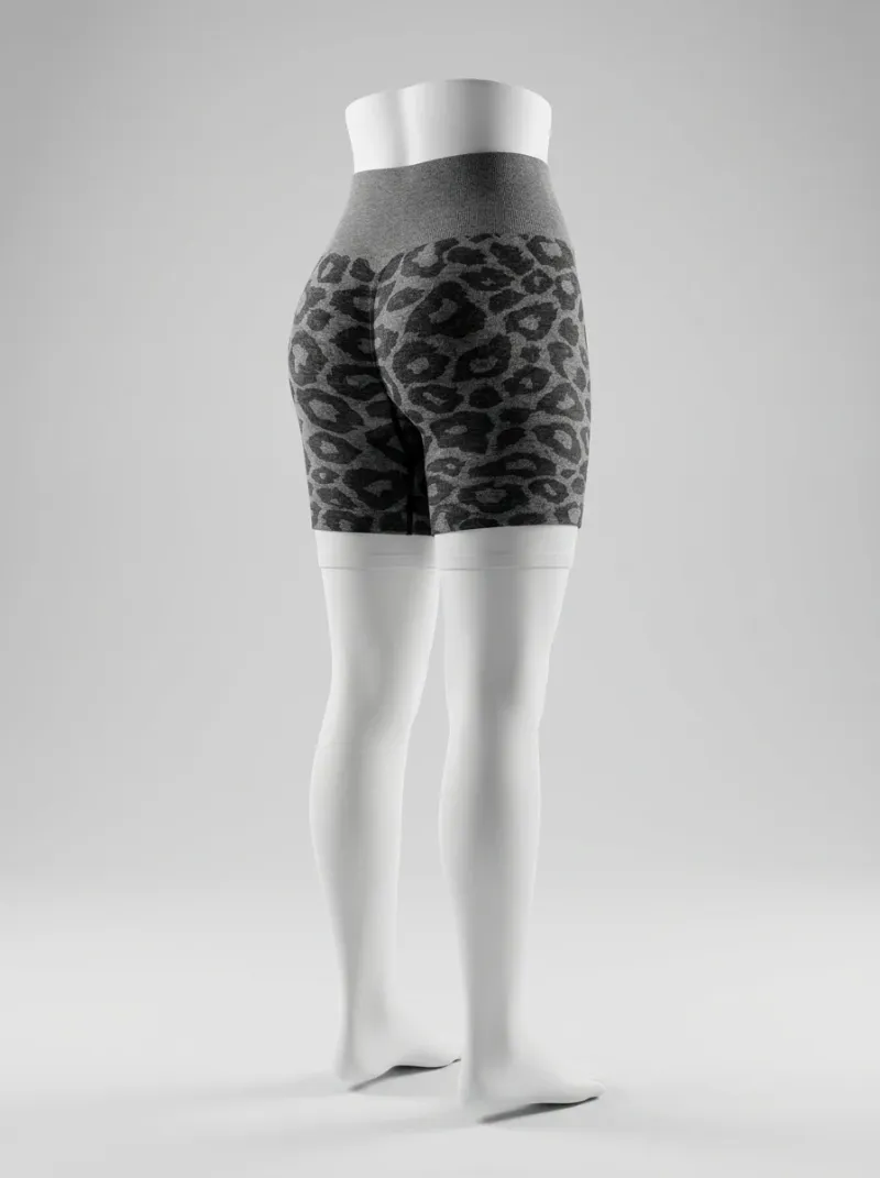 Legging leopard nylon élasthanne court pilates taille haute maintien