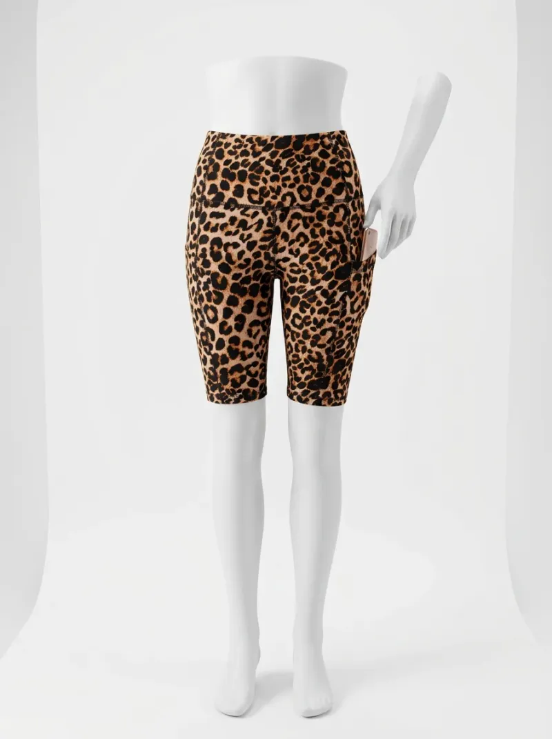 Legging leopard polyester court fitness femme poche pratique