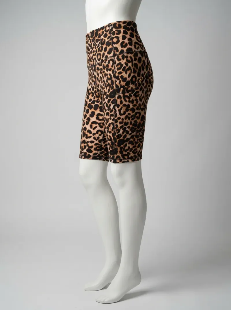 Legging leopard polyester court fitness femme poche pratique