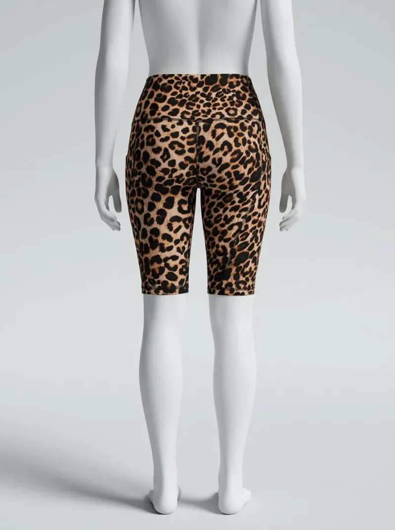 Legging leopard polyester court fitness femme poche pratique