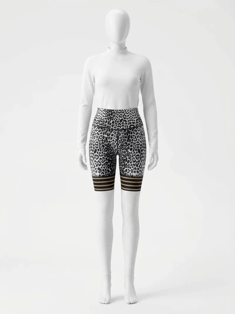 Legging leopard polyester taille haute endurance fitness femme