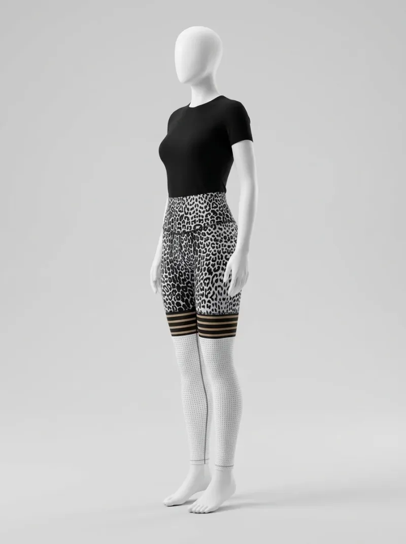 Legging leopard polyester taille haute endurance fitness femme