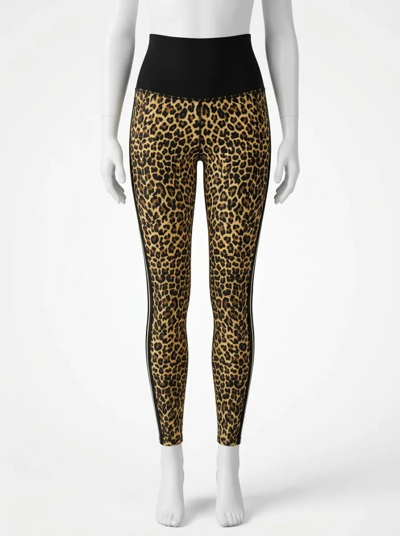 Legging leopard polyester taille haute compression active