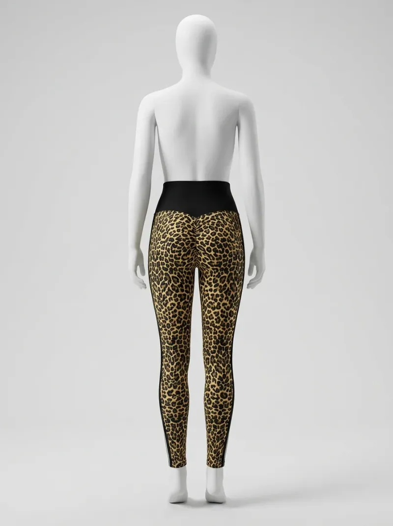 Legging leopard polyester taille haute compression active