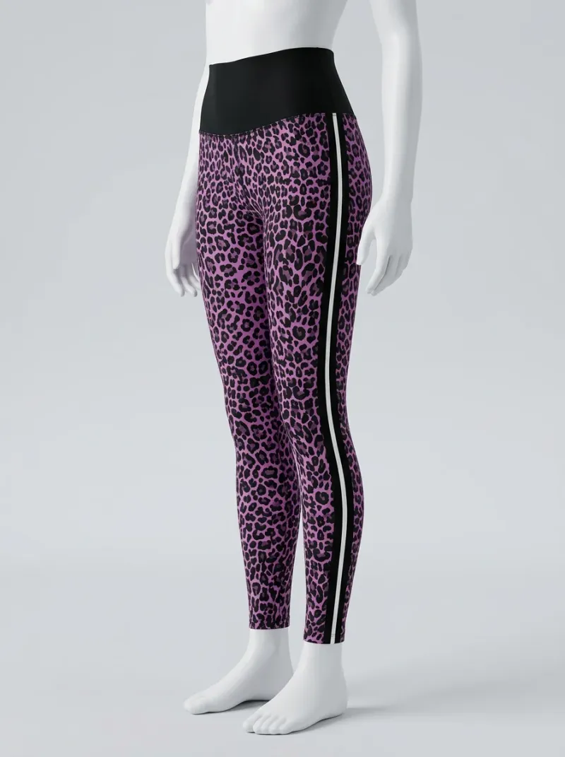 Legging leopard polyester taille haute compression active