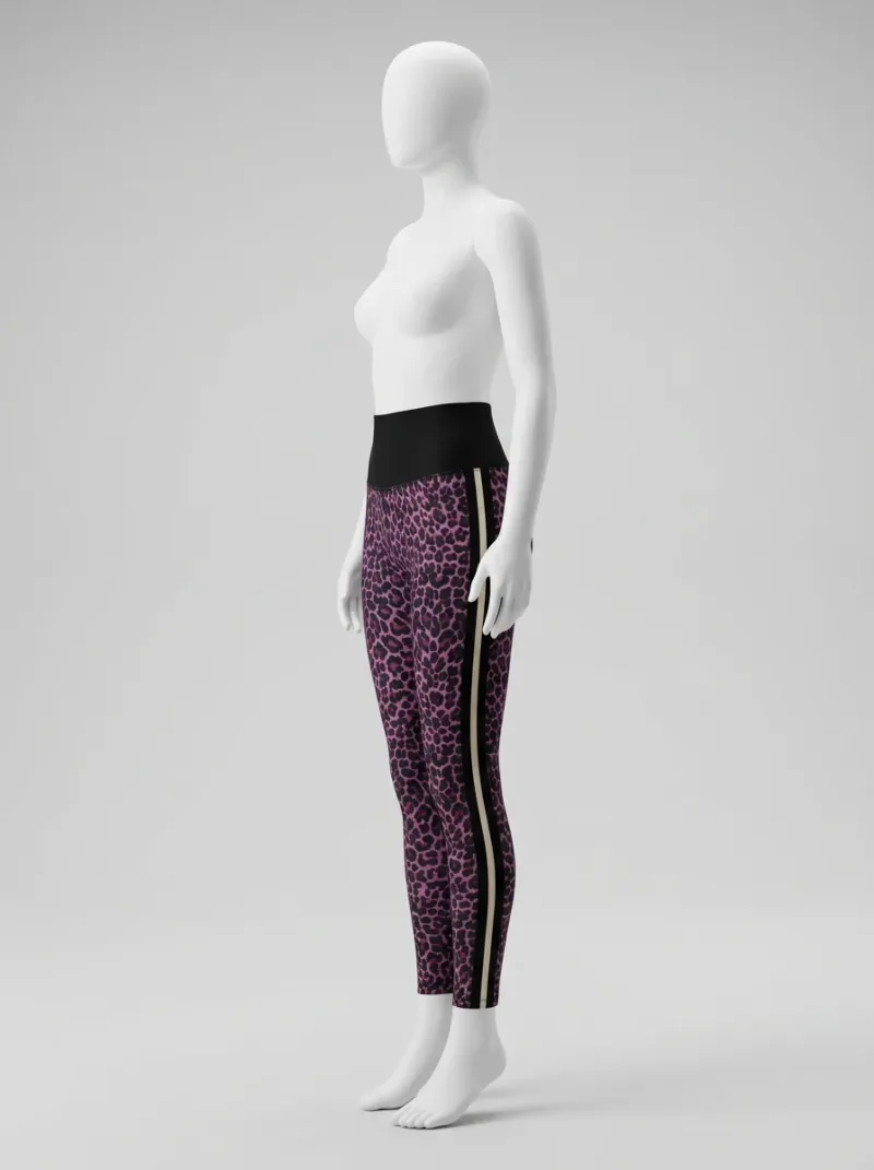 Legging leopard polyester taille haute compression active