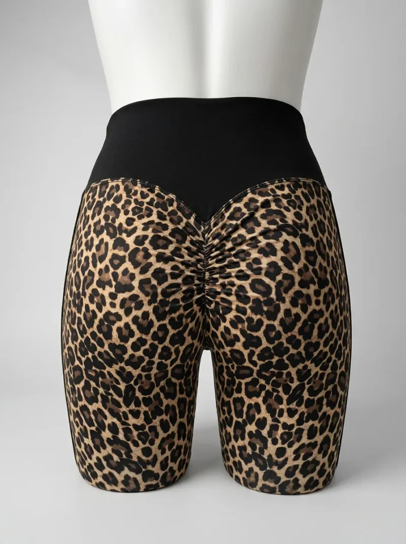 Legging leopard polyester taille haute compression active