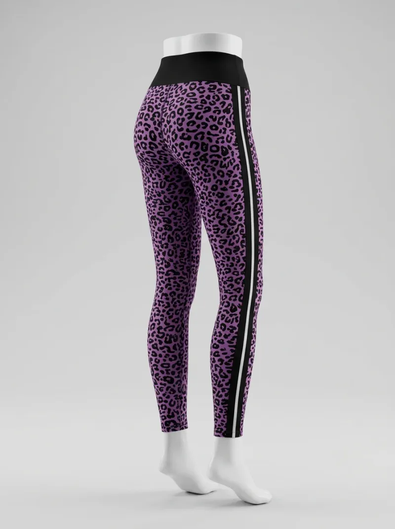 Legging leopard polyester taille haute compression active
