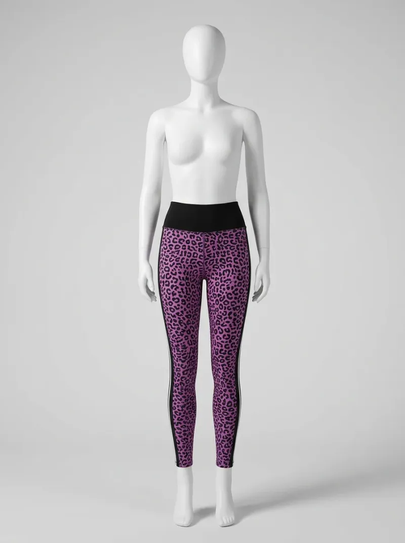 Legging leopard polyester taille haute compression active