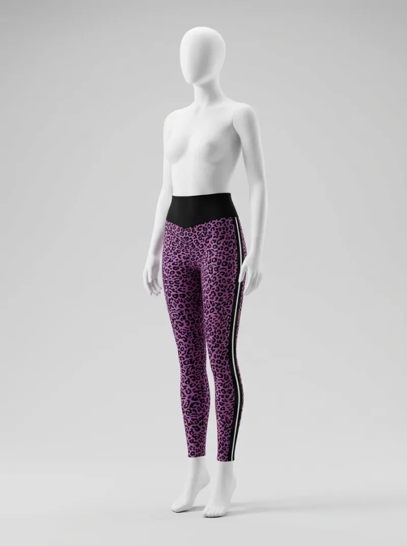 Legging leopard polyester taille haute compression active