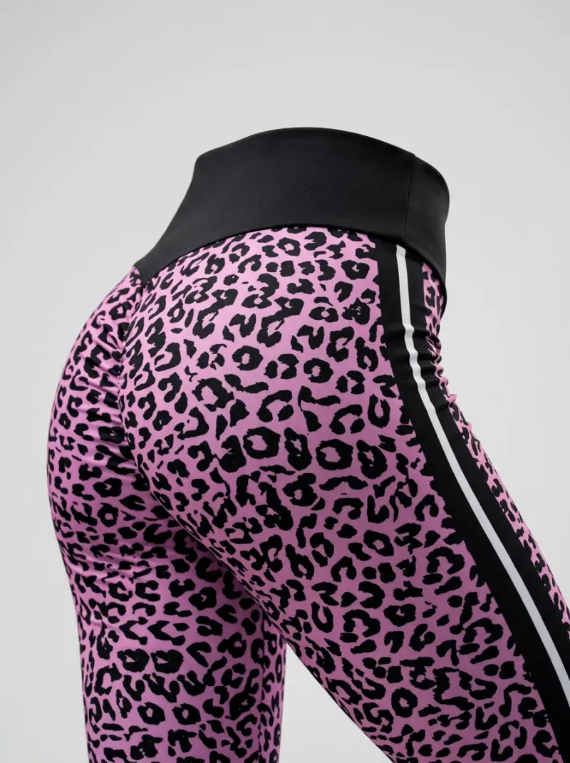 Legging leopard polyester taille haute compression active
