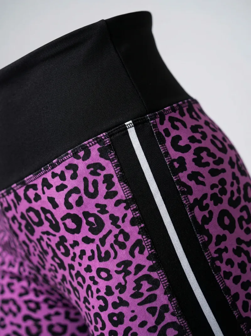Legging leopard polyester élasthanne fitness taille haute bandes femme