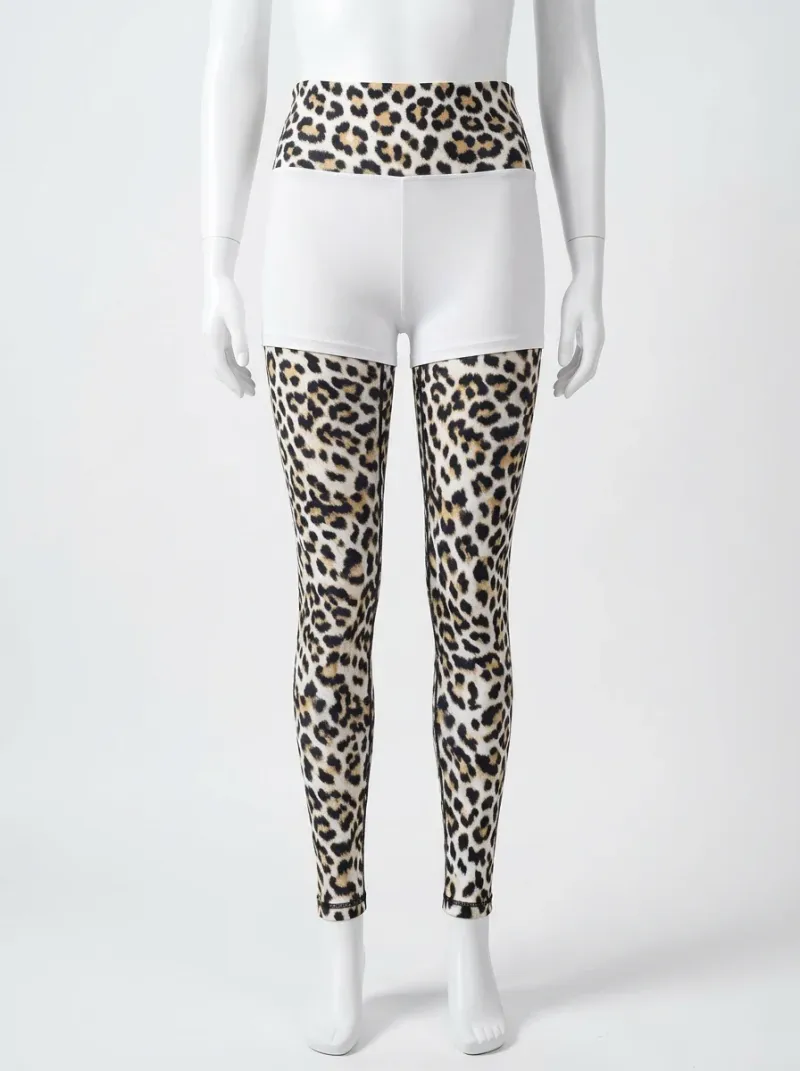 Legging leopard polyester taille haute gym opaque femme