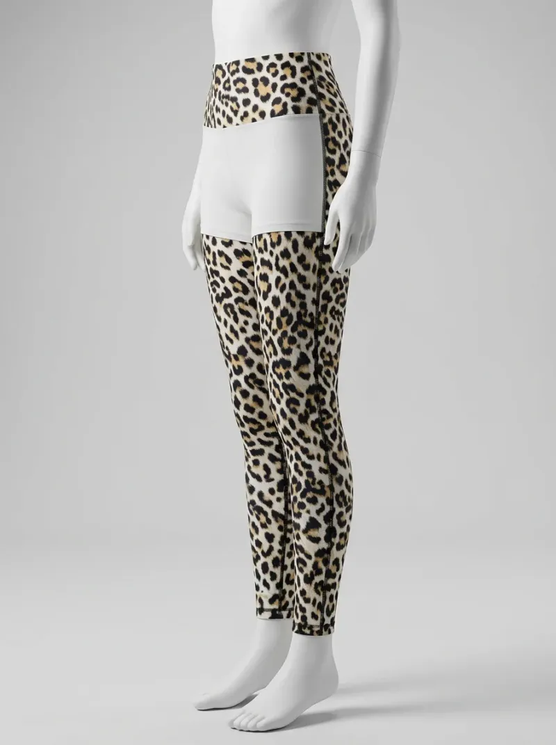 Legging leopard polyester taille haute gym opaque femme