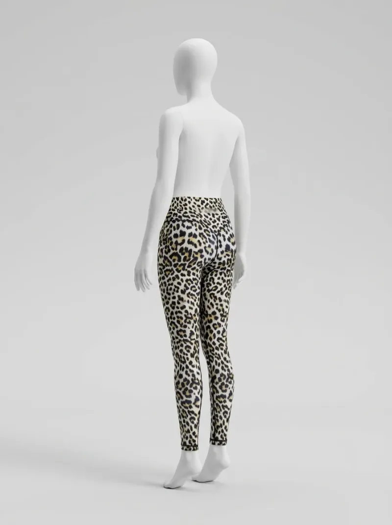 Legging leopard polyester taille haute gym opaque femme