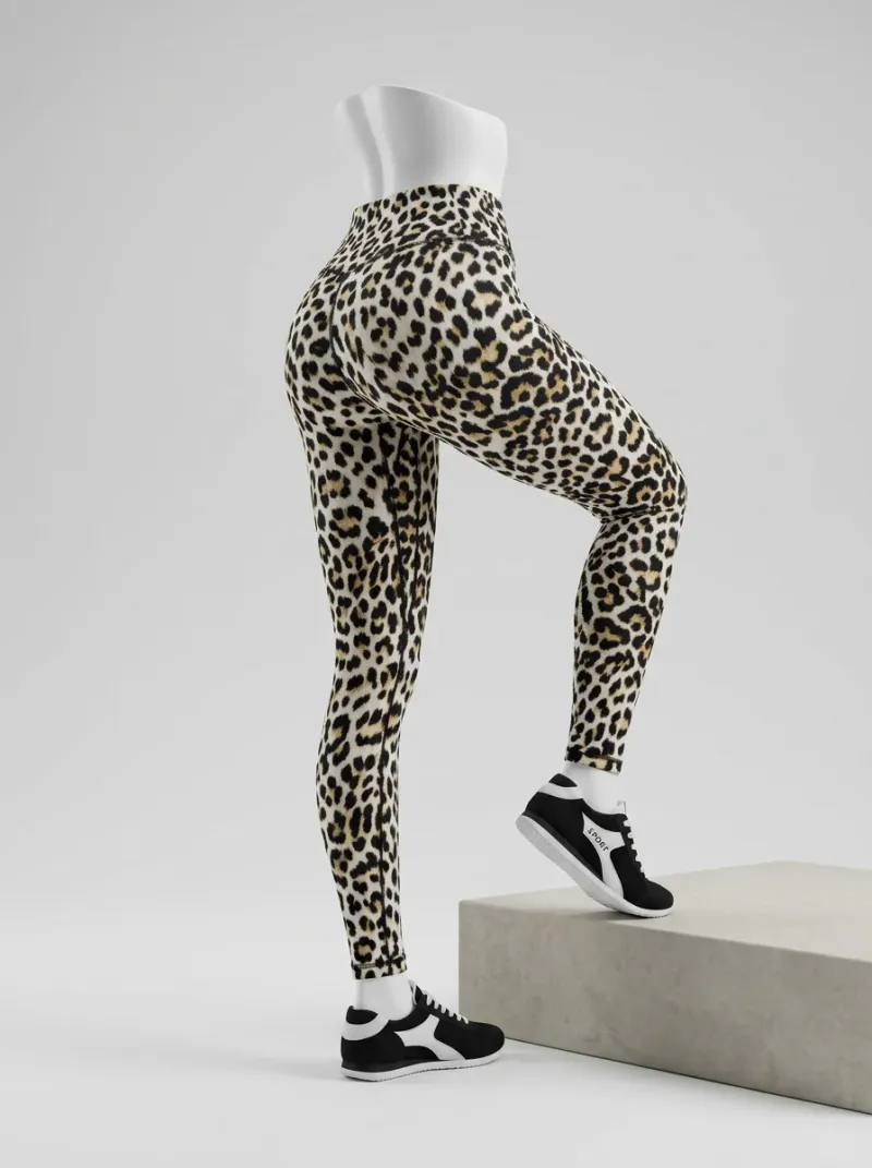 Legging leopard polyester taille haute gym opaque femme