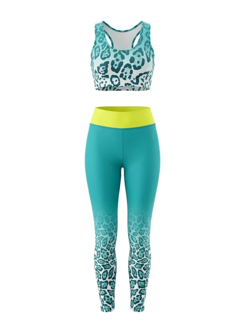 Legging leopard coton élasthanne yoga fitness taille haute sculptant