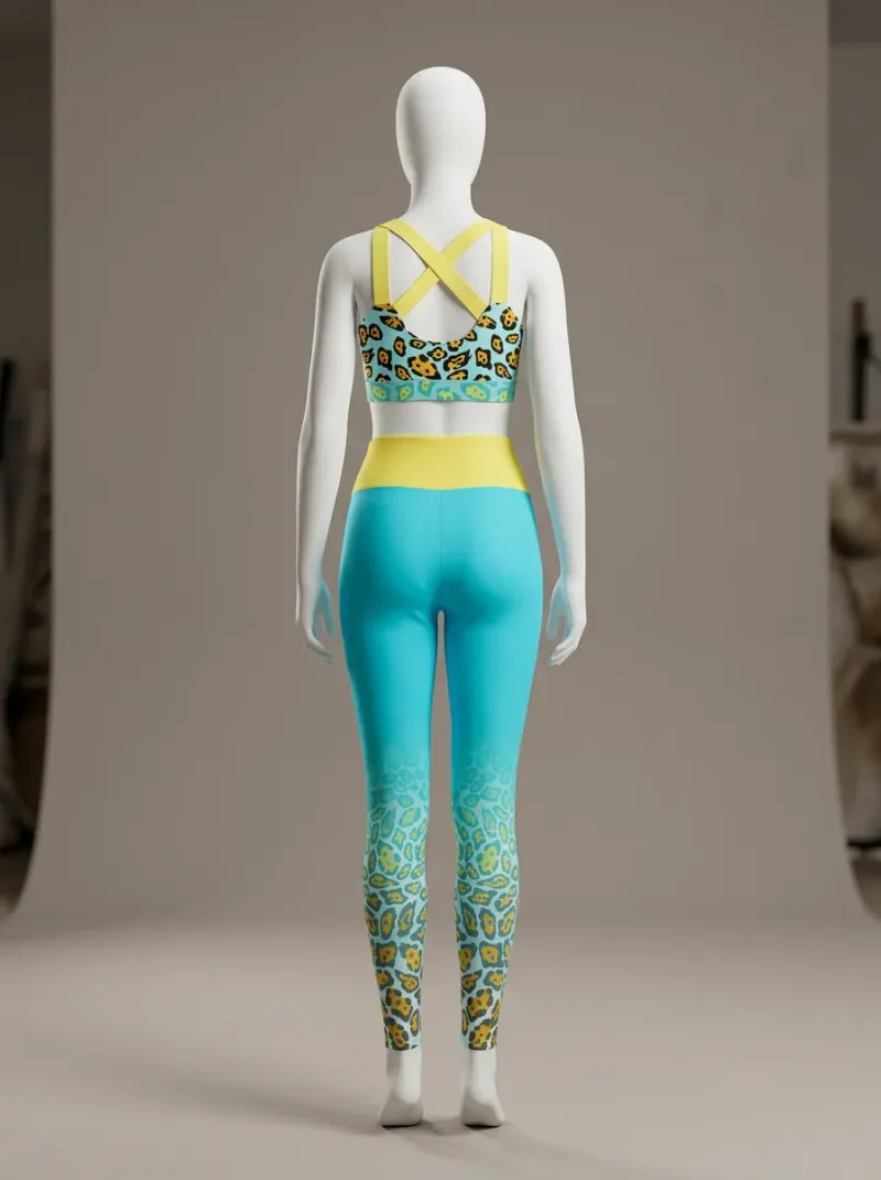 Legging leopard coton élasthanne yoga fitness taille haute sculptant