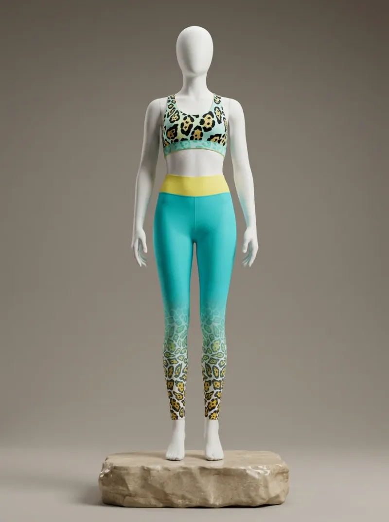 Legging leopard coton élasthanne yoga fitness taille haute sculptant