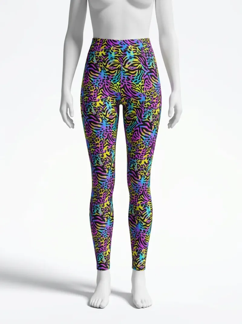 Legging leopard coton elasthanne taille haute polyvalent femme