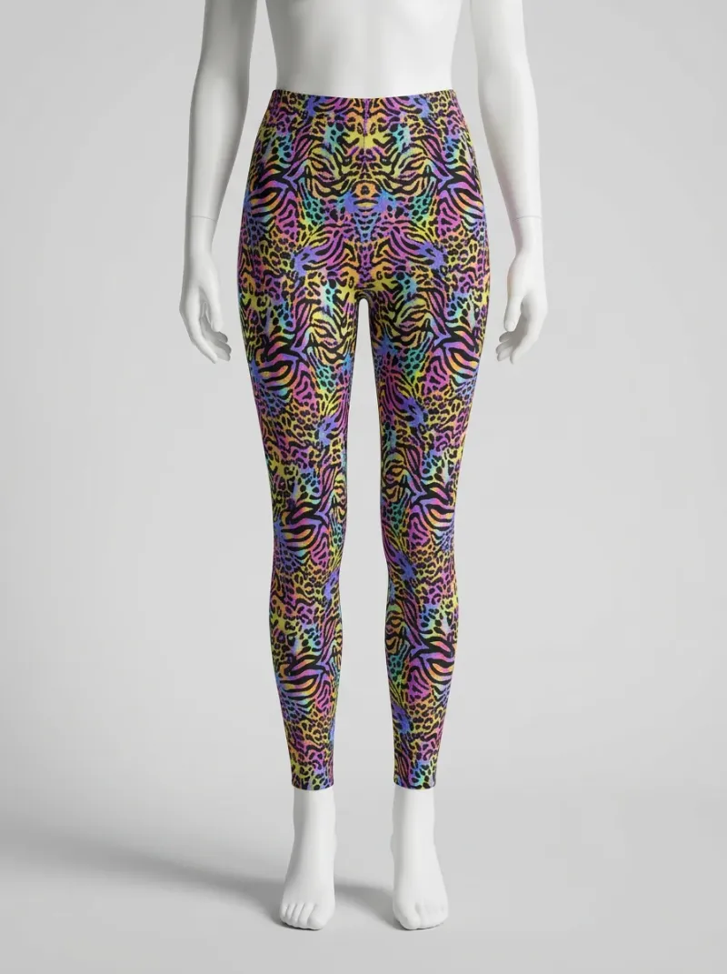 Legging leopard coton elasthanne taille haute polyvalent femme