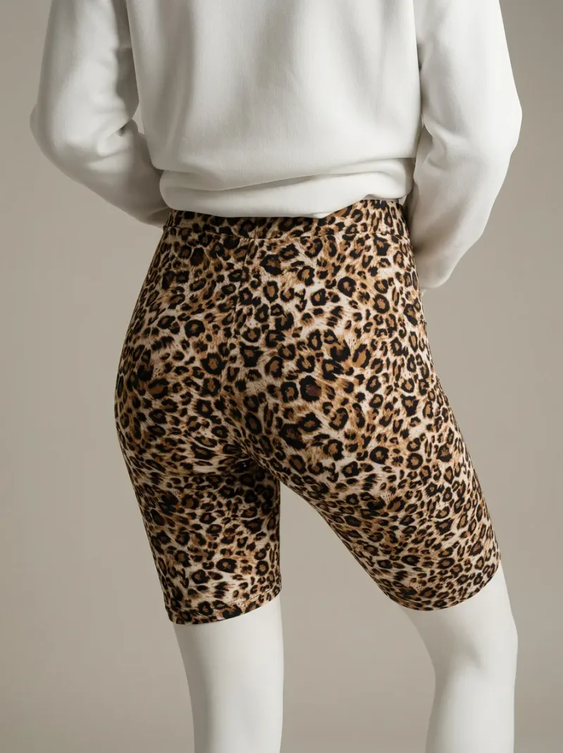 Legging leopard coton cycliste galbant fitness femme