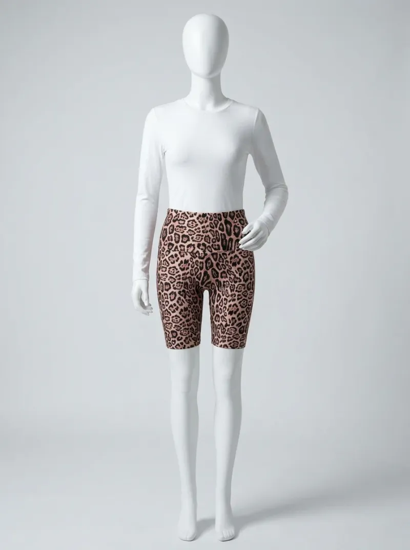 Legging leopard coton cycliste galbant fitness femme