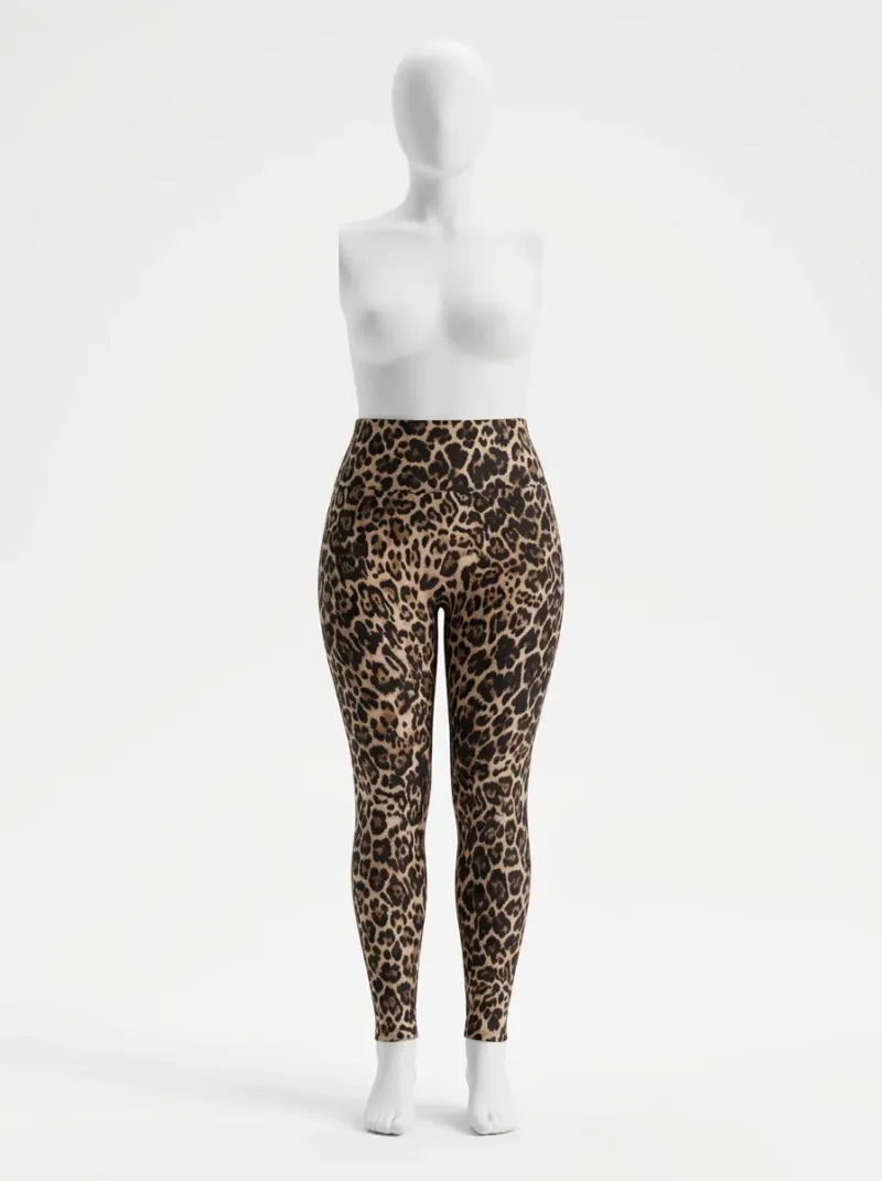 Legging leopard coton grande taille élastique femme