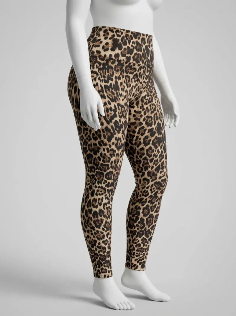 Legging leopard coton grande taille élastique femme
