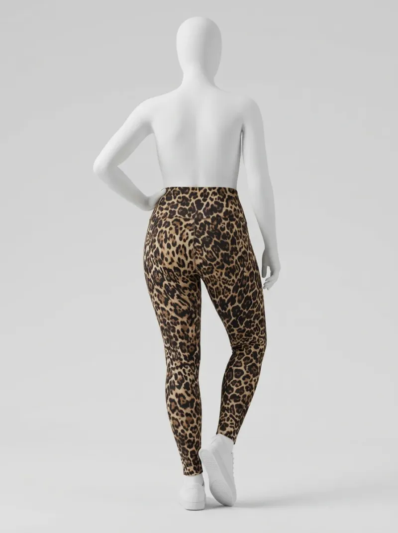 Legging leopard coton grande taille élastique femme