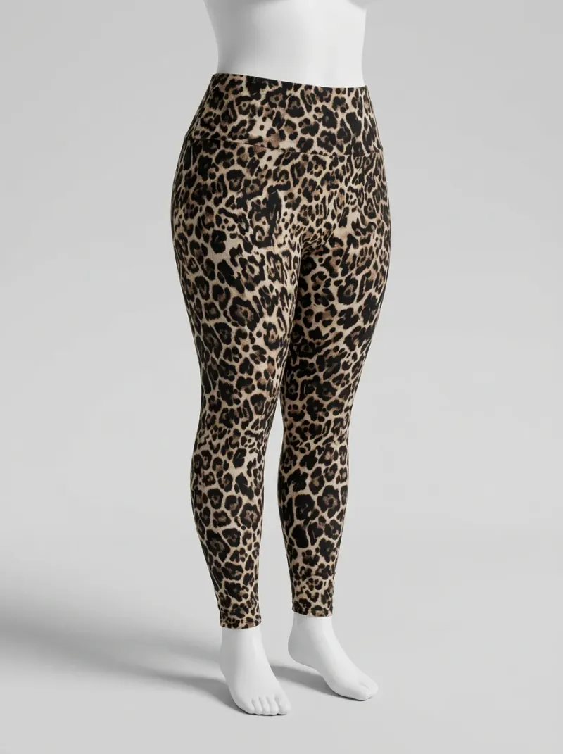 Legging leopard coton grande taille élastique femme
