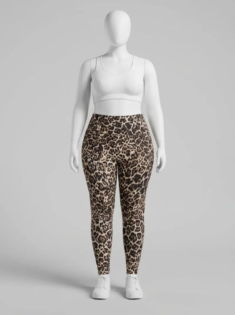 Legging leopard coton grande taille élastique femme