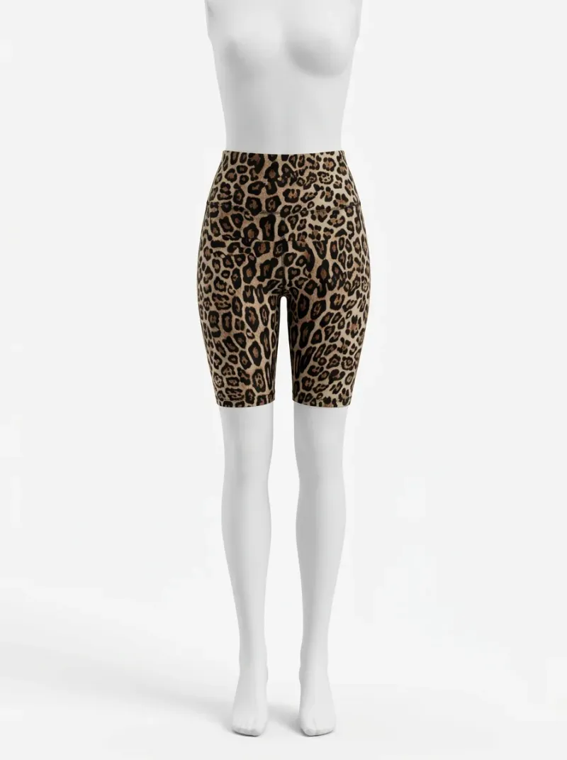 Legging leopard polyester cycliste taille haute quotidien