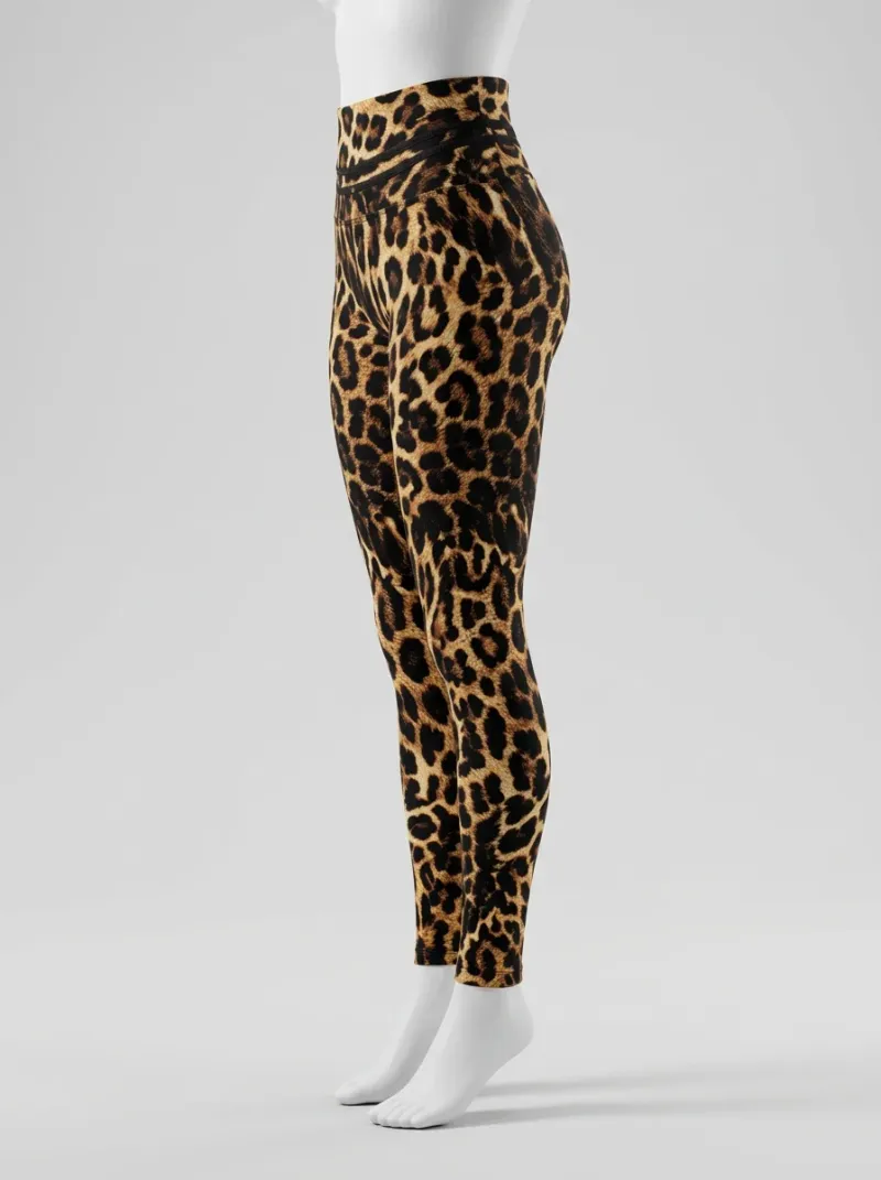 Legging leopard polyester élasthanne athlétisme taille haute