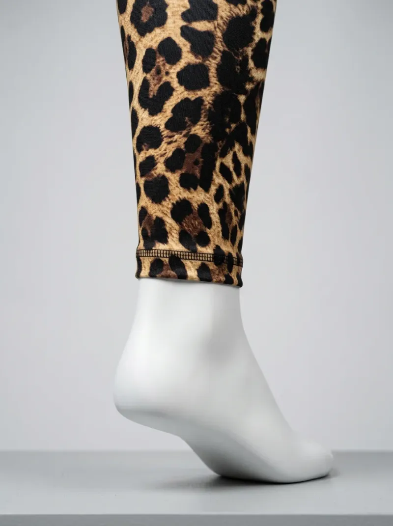 Legging leopard polyester élasthanne athlétisme taille haute
