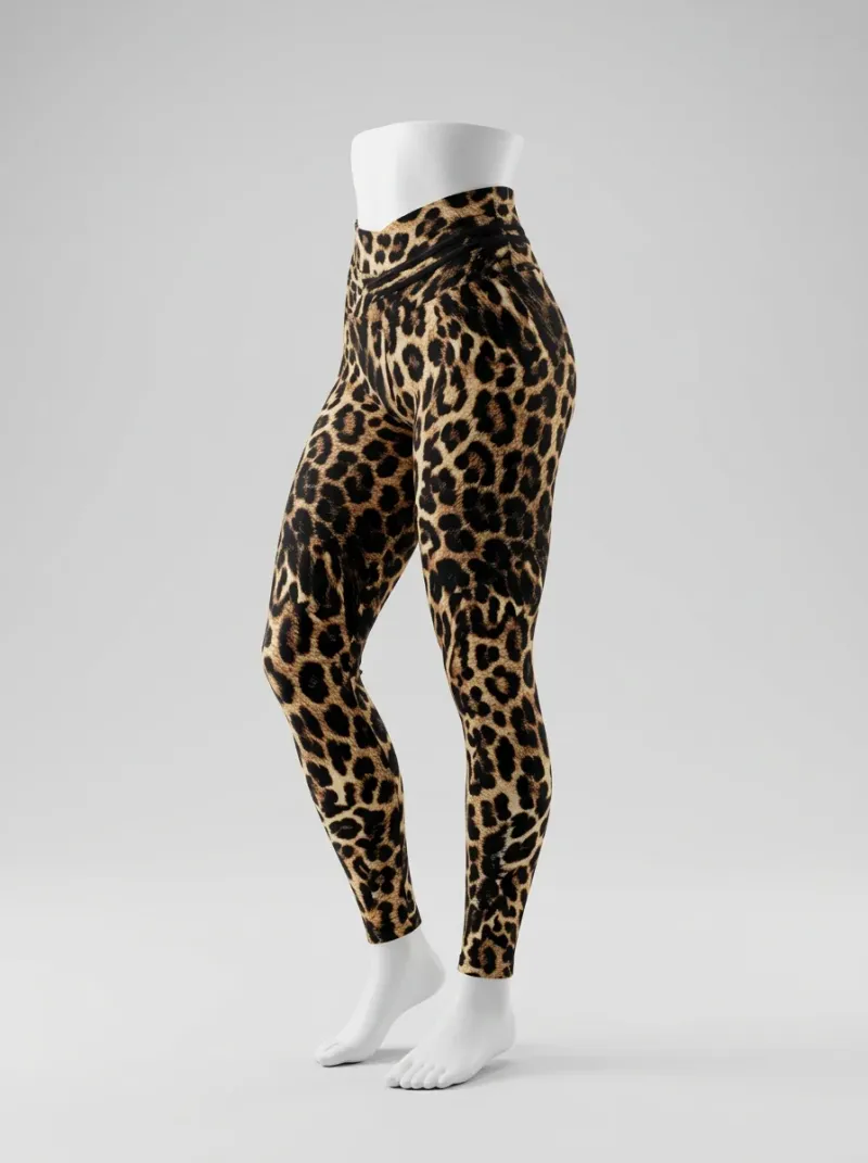 Legging leopard polyester élasthanne athlétisme taille haute