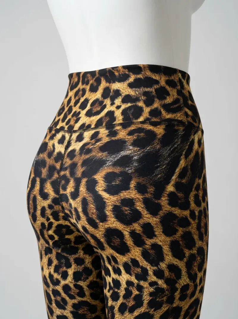 Legging leopard polyester élasthanne athlétisme taille haute